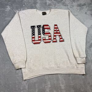 Vintage USA Flag Crewneck Sweatshirt Made In USA XL Patriotic American